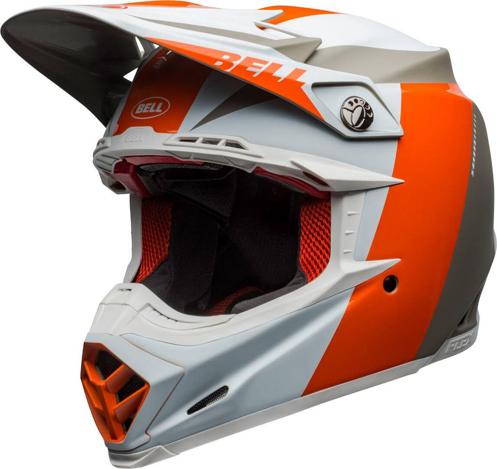 White Orange Sand Moto-9 Helmet Y946