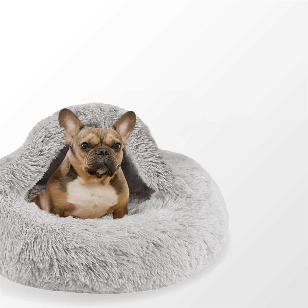 Soft Faux Fur Hooded Cat Bed Cave X9119