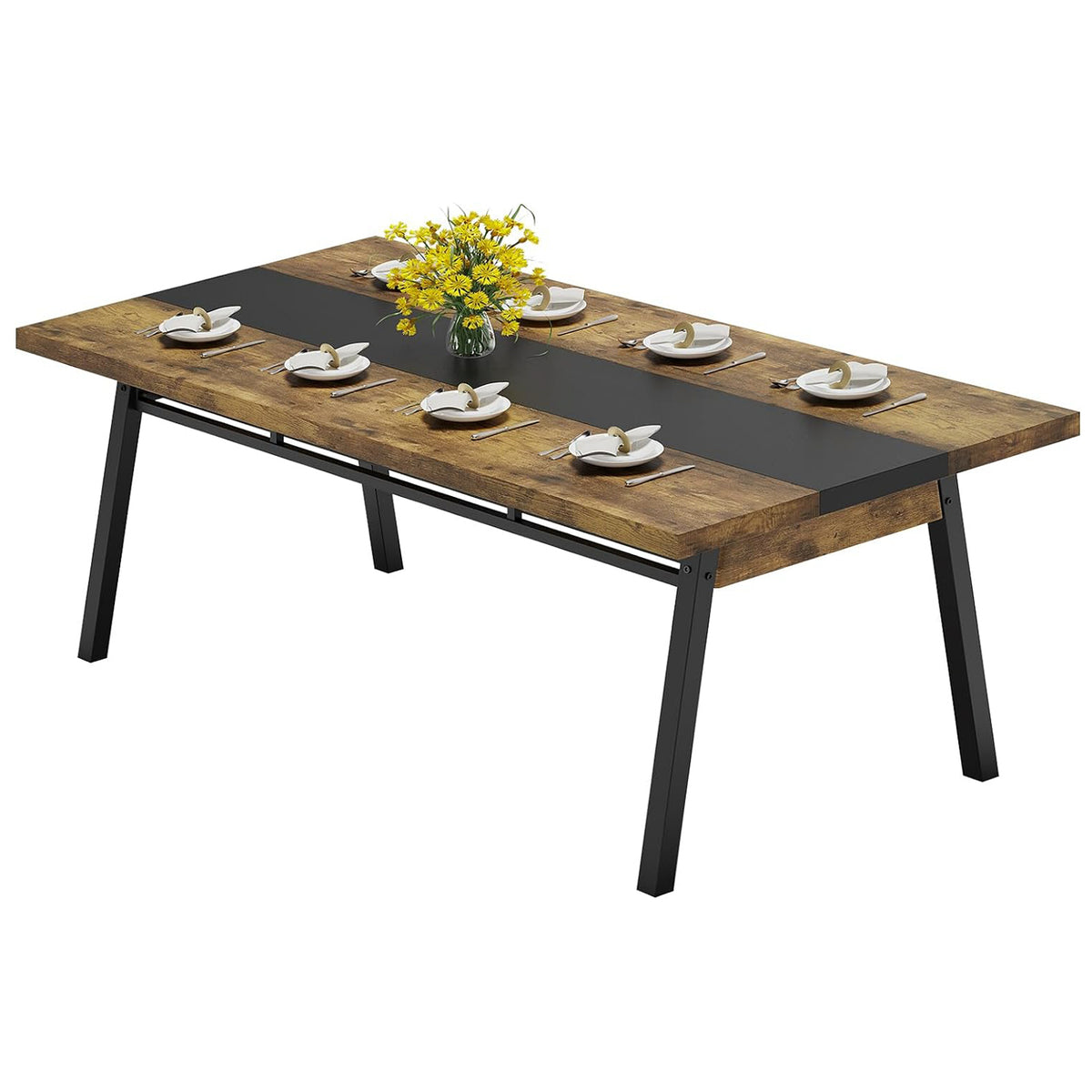 Brown 71-inch Rectangular Metal Frame Dining Table X6413