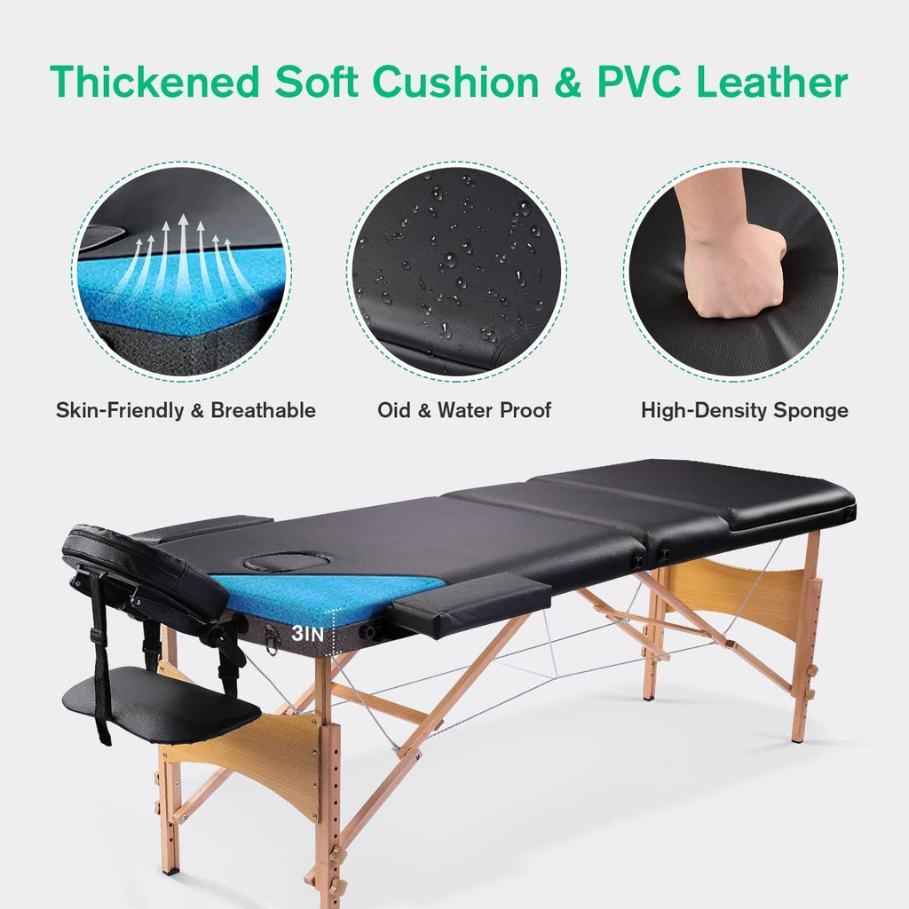 Black Ergonomic Massage Table with Carrying Case X9196