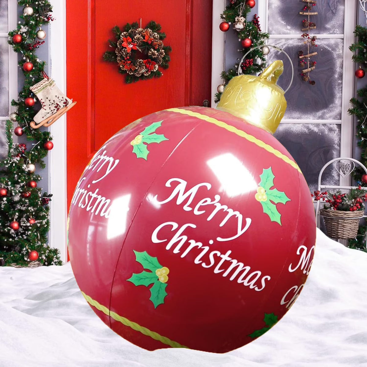Outdoor Christmas Inflatable Ball PVC 23.6Inch with Pump N4155