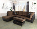 3 PCS Microfiber L Shape Sectional Sofa with Storage Ottoman N9226