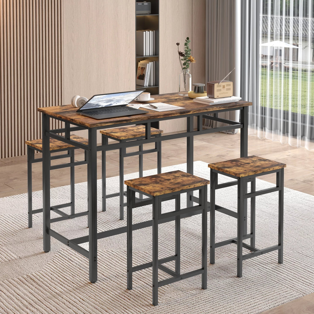 5-Piece Metal Frame Dining Table and Stools Q6009