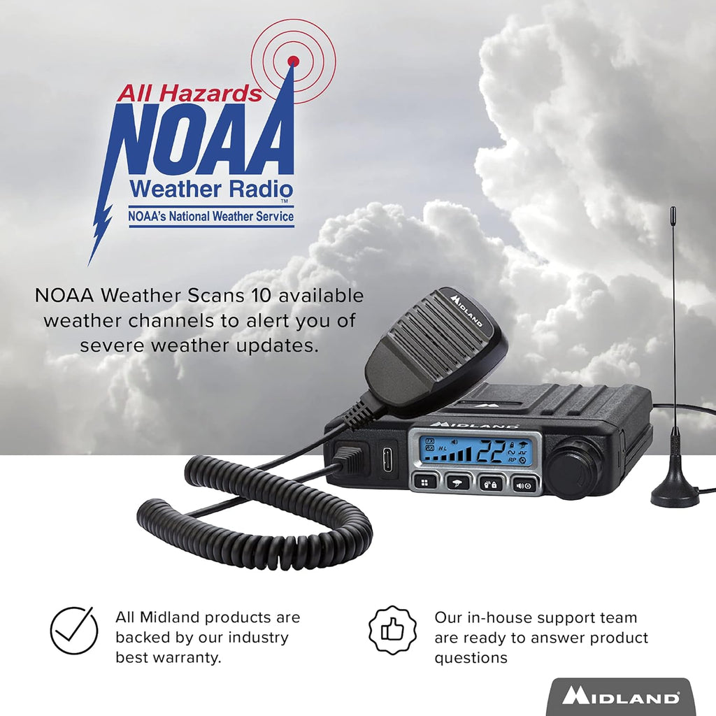 15 Watt GMRS MicroMobile Two-Way Radio with External Magnetic Mount Antenna (Black) H432